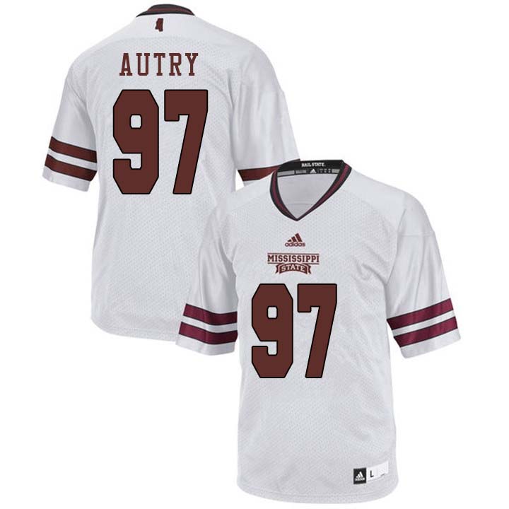 Men #97 Lee Autry Mississippi State Bulldogs College Football Jerseys Sale-White - Click Image to Close